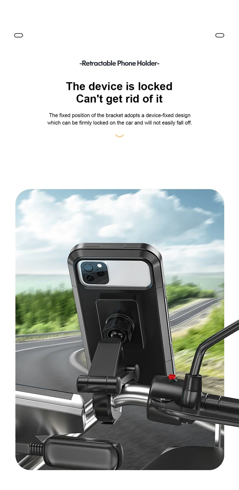 Suporte de celular para motocicleta à prova d'água